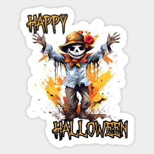 Spooky Scarecrow Happy Halloween Sticker